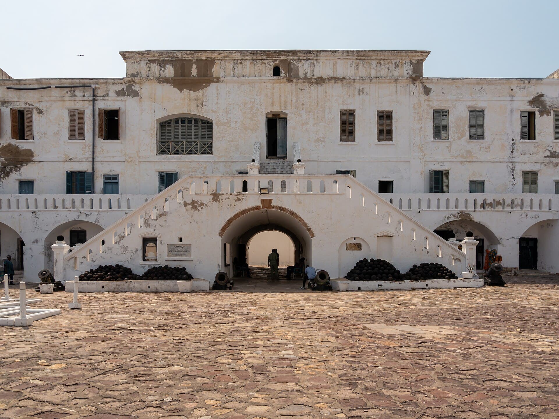 Cape Coast Castle's white walls facing the Atlantic in Ghana