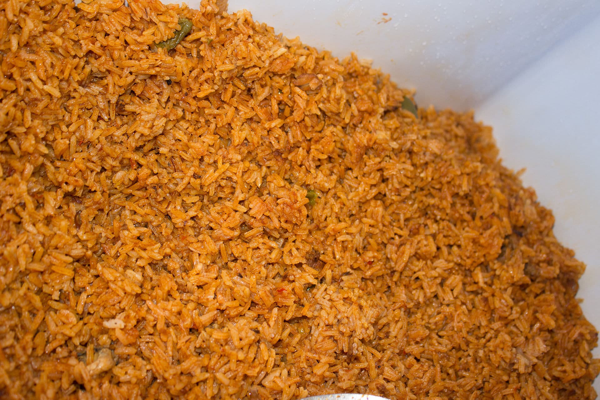 A plate of smoky West African jollof rice