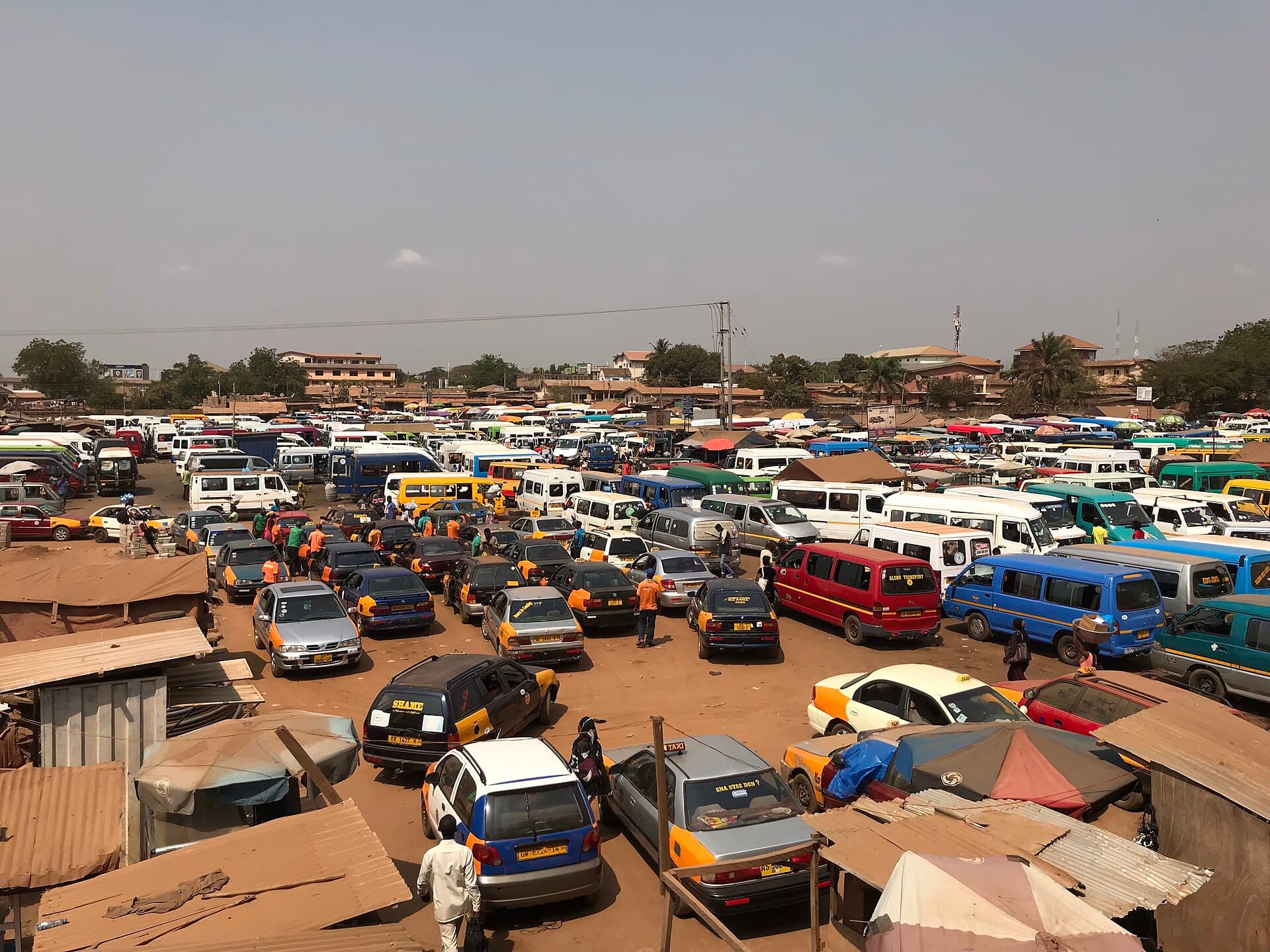 Tro-tro minibuses at Madina station, Accra
